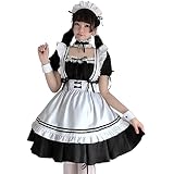 メイド服 コスプレ かわいい ゴスロリ レディース 6点セット ワンピース 半袖 ハロウィン 仮装 カチューシャ付き (M)