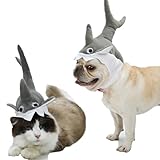 ペット 服 ペットコスプレ かぶりもの サメ 犬 猫 帽子 鮫 サメ シャーク ハロウィン コスプレ 仮装 被り物 撮影 コスチューム 面白い かわいい 衣装 (S)