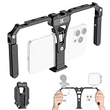 K&F CONCEPT スマートフォンビデオリグ スマホビデオスタビライザーグリップ 手持ち 折りたたみ 3つコールドシュー三脚マウントスマホリグ付き 動画撮影 映画制作 ビデオ会議