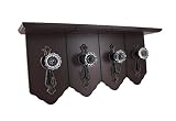 Distressed Finish Wall Shelf w/ Antique Clear Door Knob Hooks [並行輸入品]