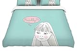 KESS InHouse Zara Martina Mansen"Really Retro Girl" King Cotton Duvet Cover, 104 x 88" [並行輸入品]