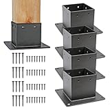 Archnote 支柱固定金具 90ミリ角柱 ラティス 固定金具 ウッド フェンス 支柱 金具 固定 柱固定金具 90角 4個 セット