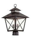 Transglobe Lighting 40173 BK Post Head with Seeded Clear Glass Shades, Black Finished by Trans Globe