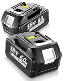 TengHutt 互換 マキタ 18V バッテリー 2個セット ライト付き残量表示でき BL1860B BL1830 バッテリー 6000mAh 大容量 PSE認証済 電動工具用バッテリー BL1840 BL1850 BL1850B BL1860対応