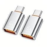 BOMIE USB Type-C 変換アダプタ 2個セット 6A 120W 急速充電 10Gbps 高速データ転送 USB 3.2 Gen2 (メス) to Type-C (オス) 変換アダプタ OTG対応 アルミ製外装 M-acBook Pro/Air Phone 15/16/17 シリーズ Pad G-alaxy スマートフォン ノートパソコン タブレットなどType-C機器対応 シルバー