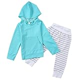 Zhhlaixing Newborn ベビー Casual 衣類 セット,Kids 2 piece Long-Sleeved Cotton Hoodies+Stripe Pants Outfits