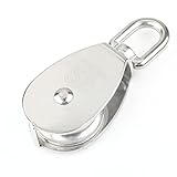 滑車　ステンレス製品 　リフティング、 クレーン用　ローププーリー　 単滑車　　車径50mm　総長127mm　使用ロープΦ13.5mm　M50　シルバー