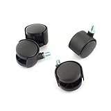 uxcell 二輪旋回キャスター　手押し車　M8　二ホイール　金属　ポリウレタン　カスターホイール　ブラック　4個