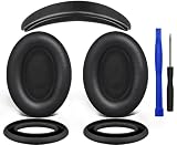 SOULWIT イヤーパッド + ヘッドバンド + イヤーパッドカバー Bose QuietComfort 15 (QC15)/QuietComfort 2 (QC 2) 用 ヘッドセット 交換 キット ヘッドホン 替え パッド 劣化防止 クッション (ブラック)