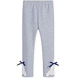 TMM　ガールズ スパッツ タイツ レギンス ズボン リボン 柄 レース あったかい　 ガール 女の子 コットン 綿 秋冬 ズボン リボン 柄 パール レース (140cm, グレー)