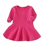 Dourabbi 子供服 女の子 春 幼児 赤ちゃん dress for baby girls キッズ キャンデー色 ロングスリーブ ソリッド プリンセス カジュアル 子供のドレス 舞台劇 結婚式 発