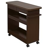 山善(YAMAZEN) サイドテーブル ワゴン 高さ68cm 引き出し付き ハイタイプ CKW-7529HD(BR)