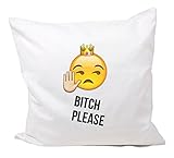 クッションカバー40 x 40 "模造絵文字Bitch Please aroganter Krone " pillowcase- 40 x 40 cm- pillow- smiley-クリスマスギフト