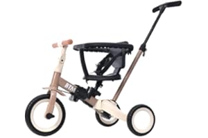 BTM 子供用三輪車 4in1 ベビーカー バイク 三輪車のりもの ランニング 超軽量 押し棒付き ハンドル調整可能 自転車 おもちゃ 乗用玩具 組み立て簡単 誕生日プレゼント ミルクティー