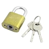 uxcell 南京錠　ロッキング　3キー　ゴールドトーン　メタル　セキュリティ　30 x 15 x 50mm