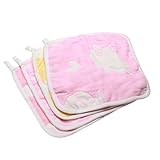 Domybest　ガーゼハンカチ　ベビー　６重ガーゼ　タオル　柔らかい　ベビーハンカチ　赤ちゃん　沐浴 授乳 出産お祝い　4枚セット