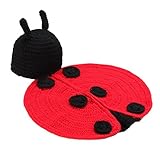 (ビグッド)Bigood ベビー 用 着ぐるみ ベビーコスチューム 寝相 アート ベビー 服 赤ちゃん服 仮装 かわいい ベビーニット帽 新生児 出産祝い ・ 記念撮影 ブラック＋レッド てんとう虫