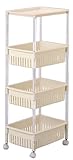 サンコープラスチック キッチンワゴン ルーチェワゴンテーブル4段 TM-31 キャスター付 ベージュ