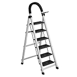 踏み台 脚立 折りたたみ ステップ台 3段 4段 5段 6段 天板幅広 軽量 持ち手付き 滑り止め 収納簡単 持ち運び便利 ステップスツール ステップラダー はしご 梯子 省スペース 収納ラック 耐荷重150kg 5色 (6段,ホワイト)