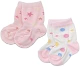 ベビーストーリー 2足組 星&水玉 新生児ソックス ピンク 7cm - 9cm 6021-23 脱げにくい仕様 日本製