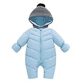 Tortor 1bacha(JP)　男女兼用　ダウンロンパース　ベビー　キッズ　女の子　ダウンコート　赤ちゃん　男の子　ベビー服　カバーオール　防寒服　秋冬　防風　保温　出産祝い　ライトブルー　80　