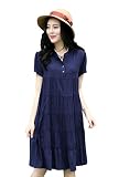 Easycos マタニティウェア 妊婦服 レディース ファション ジョーゼット ワンピース ブルー 半袖 夏着 コットン フリー ゆったり ふわふわ オシャレ パジャマ 肌に優しい　 (M)