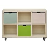 アルファタカバ キャスター付きシェルフフレンドお片づけボックス付き 120cm幅3×2(ブルー、グリーン、ピンク)