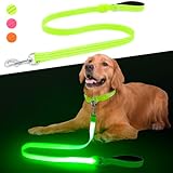 Chalklit 1.2m LED発光 犬 リード 光る犬散歩ライト リード 夜の散歩 安心 ライト付きリード USB充電式 防水型 高輝度 視認距離500m 夜 ライト 中型犬 大型犬 訓練リード 点灯(ピンク) (オレンジ)