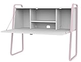 lananana　ベッドに設置られる本棚　学習机　勉強デスク　安定性高い　自由開閉　省スペース　設置簡単　大学生寮や部屋　収納ラック　　 (85*61.5*62.6mm, ピンク)