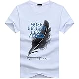 BUZZxSELECTION(バズ セレクション) Tシャツ 半袖 カットソー おしゃれ ロゴ プリント フェザー メンズ BSTS021 (01 ホワイト,3XL)