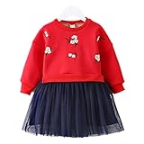 Candy キッズ 女の子 女児 長袖 ワンピース フォーマル 丸襟 フレア スカート 発表会 結婚式 入学式 入園式 卒園式 卒業式 プリンセス お嬢様 キュート (100cm, レッド)