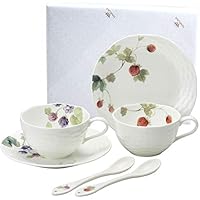 【NARUMIオリジナル包装済】NARUMI(ナルミ) カップ ソーサー セット ルーシーガーデン 210cc 2客セット スプーン付 ティー コーヒー 兼用 電子レンジ温め 食器洗浄機対応 96011-23132PAZ