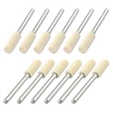 uxcell 軸付き砥石　研磨　ルーター　軸付フェルトホイール　マウントフェルトボッブ　3mmシャンク 5mm直径　12個　ベージュ　メタル製