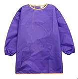 【SEBLES】 ベビー キッズ スモック カラフル エプロン 防水 幼稚園 め 2歳 ～ 6歳 全6色 サイズ S M L クロスセット (パープル,M)