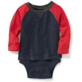 オールドネイビー OLD NAVY/ 2イン1カラーブロックボディスーツ アマリリス ロンパース長袖 0～3ヶ月【並行輸入】