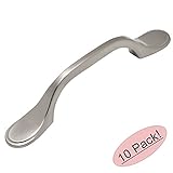 Cosmas 9533snサテンニッケルキャビネットハードウェアFootedハンドルプル – 3 "インチ( 76 mm )穴中心 – 10パック