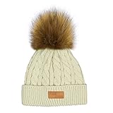 MIOIM キッズ ニット帽 ポンポン ニットキャップ フェイク ファー 厚手 防寒 ベビー ビーニー