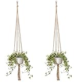elfishjp プラントハンガー 観葉植物 吊り下げ 麻縄 ハンギングプランター 植物ハンガーネット 屋内屋外植物ホルダー 編み糸 室内装飾 2個セット