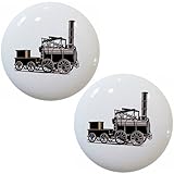 2セットヴィンテージTrainセラミックキャビネット引き出しプルノブ