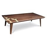 Takatatsu&amp;Co.(有)高松辰雄商店 BOULOGNE ブローニュ 135 天然木ウォールナット材 枝二本タイプ 可愛い天板 天板3D加工 ローテーブル ヒーター無しこたつテーブル 座卓国産 タカタツ