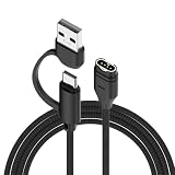 CYBRIDGE ガーミン 充電ケーブル 2in1 USB-C/USB-A garmin 充電ケーブル 1m 編み込み 充電コード ガーミン 充電器 Forerunner 245 945 Instinct 2 2S Vivosmart 5 Fenix 8 7 7S 7X 6 6S 6X 5 5Sなど スマートウォッチ対応 (2-IN-1 USB A+C充電ケ一プル)