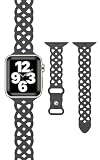 [AriRi] アップルウォッチ バンド レース柄 ラバー シリコン ベルト 38mm 40mm 41mm 42mm/10のみアップルウォッチ 10 9 se 8 7 5 4(グラファイト, 38mm/40mm/41mm)