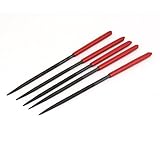 uxcell　円形ヤスリ　丸型ヤスリ　レッドプラスチックハンドル　ハードウェアツール　　4mm x 160mm　5本入り