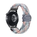 [SQHYWJ] スマートウォッチ ベルト ナイロン織りカーボンファイバー製スナップ時計バンド 22mm/20mm肌にやさしく、着用しやすい(グレイッシュピンクブルー 20mm)