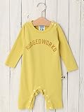 RUGGED WORKS ( ラゲッドワークス ) 日本 製 ベビー ロゴ ロンパース 赤ちゃん 男の子 女の子 長袖 生後8～12ヶ月 80 イエロー