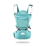 SONARIN 3-in-1マルチファンクションプレミアムベビーキャリア（着脱式ヒップシート付き）、通気性メッシュバック、人間工学に基づいた100％コットン、インフレータブルスツール、安全で快適な、お