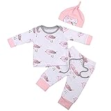 Tovadoo 子供服 ベビー服 女の子 トップス+ズボン+帽子 セットアップ 長袖 秋冬 鳥柄 アート調 キュート 部屋着 保育園 パジャマ