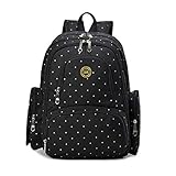 InitialG【イニシャルジー】マザーズバッグ リュックサック 大容量 マタニティ用品 ママバッグ マザーバッグ 軽量 多機能 015-qmbb-1490(F 黒（水玉） )