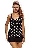 ブラックホワイト水玉タンキニSwim Top