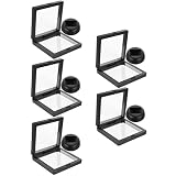 WINOMO 缶バッジ 収納ケース 缶バッジ 保護 展示ホルダー ディスプレイスタンド 正方形 5個セット アクリルキーホルダー ラバーストラップ ディスプレイケース 缶バッジ スタンド付き 9×9cm
